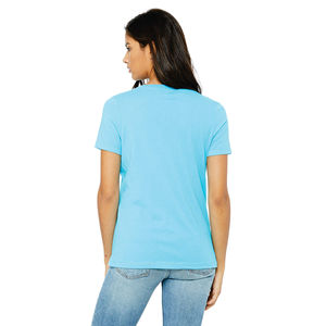 T-shirt décontracté blanc à col en V en jersey de coton peigné doux de haute qualité pour femme, en tissu filé à anneaux, à manches courtes, avec boutons, idéal pour l'été - Product Image 3