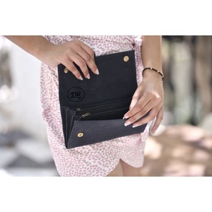 Cartera de cuero minimalista de diseñador de moda LW para mujer, bolsillo frontal, cierre de cremallera, longitud corta, función antirrobo, bloqueo elegante - Product Image 3