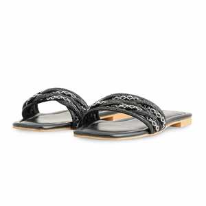 Pantoufles noires en fourrure fantaisie FN7891 - Product Image 3