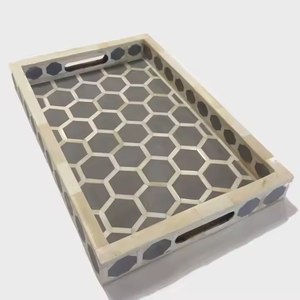 Plateau rectangulaire en os bleu indien, incrusté, pour la maison, l'hôtel ou le motel, prix économique, par PERFECT ENTERPRISES - Product Image 4