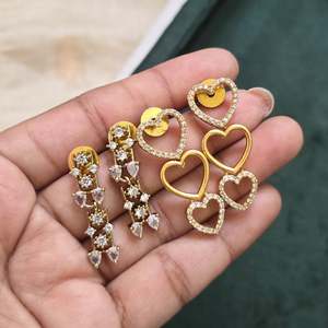 24K Gold Plated Bridal Jewelry Set-5 Piece Fine Fashion Earring Set for Daily Wear - Product Image 2
