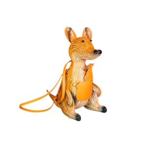 Cesta de Almacenamiento Premium de Mimbre de Ratán con Forma de Canguro, Bolso de Mimbre Hecho a Mano con Forma de Animal, Caja Organizadora de Artículos Varios con Canguro Bebé - Product Image 1