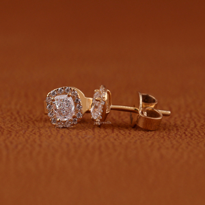 Luxurious Cushion Cut Lab Grown Diamond 14K Yellow Gold Diamond Round Cut Halo Custom Design <b>Back</b> Screw <b>Earrings</b> For Women - Product Image 5