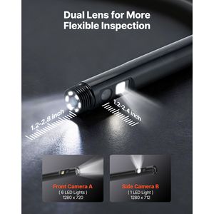 Caméra endoscopique industrielle à double objectif HD IPS, écran 5 pouces, 0,22 pouces de largeur, zoom 8X, étanche IP67, boroscope industriel - Product Image 2