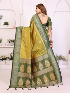 Sari en soie du Sud tissé Zari de luxe – 6,3 mètres, tenue de cérémonie avec richement orné de pallu pour mariages - Product Image 3