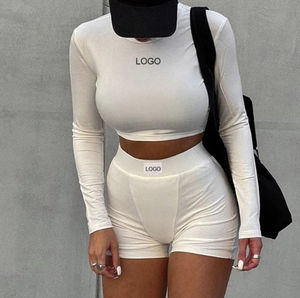 New Design High Quality 100% Cotton Breathable Zip Winter Solid Women's Tracksuits Streetwear Custom Gym Jogging Wear Crop <b>Top</b> - Product Image 4