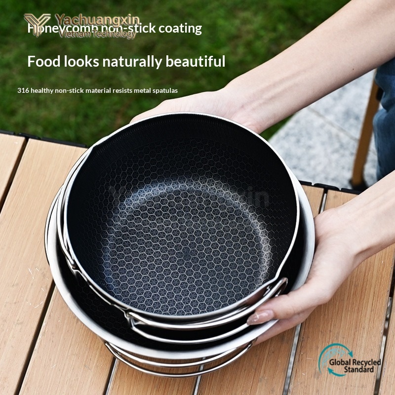 18cm wok+20cm frying pan+lid+storage bag [Value Two Piece Set]