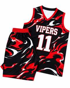 Vipers custom Basketball Jersey Set Sublimated Sleeveless V Neck Moisture Wicking <b>Athletic</b> Uniform for Adults All Seasons - Product Image 2