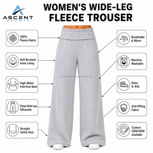 Women's Wide Leg Fleece Sweatpants High <b>Waisted</b> Cotton Blend Casual Lounge <b>Trousers</b> Soft Winter Pants OEM Wholesale - Product Image 6