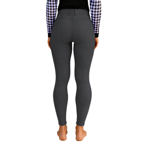 Pantalon d'équitation gris anthracite pour femme, taille haute, extensible, avec grip aux genoux, pour entraînement et compétition - Product Image 2