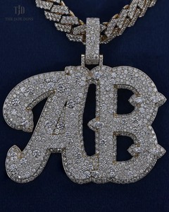 Pass Diamond <b>Tester</b> Custom Personalized Vvs Moissanite Letter Pendant Men Charms Hop Hop 925 Silver Iced Out Pendant Jewelry - Product Image 3