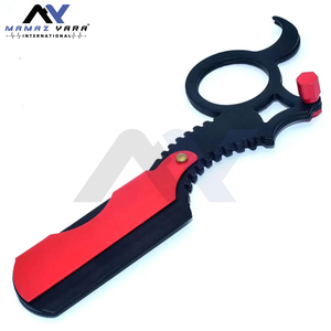 Professional Barber Straight Razor Stainless Steel <b>Single</b> Ring Handle Black Powder Coated Shavette Straight Edge Razor Salon - Product Image 3