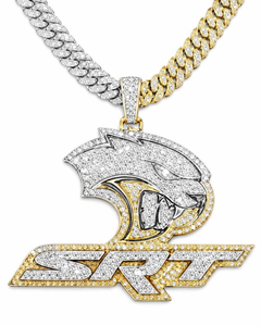 Pendentif SRT Hellcat en Moissanite Sertie de Pierres, Argent Sterling 925 Plaqué Or, Coupe Ronde Brillante, Breloque Thème Hip Hop pour Hommes - Product Image 3