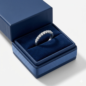 SHRAMAN DIAMOND Women's 925 <b>Silver</b> Lab grown Diamond Channel Setting Half <b>Eternity</b> Band <b>Rings</b> for Engagement Wedding Party Gifts - Product Image 2