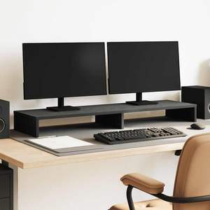 Soporte para Monitor de Madera de Roble Negro, 100x27x10 cm, Elegante Brazo para Monitor - Product Image 1