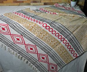 Plaid de voyage et de canapé 100% Coton Biologique Fait Main de Luxe Écologique Toutes Saisons Moderne Imprimé au Bloc Tissé Respirant - Product Image 4