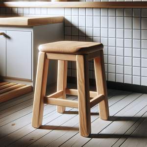 Tabouret en bois de style bohème avec texture de grain naturel, parfait pour un intérieur chaleureux et une assise décontractée - Product Image 1