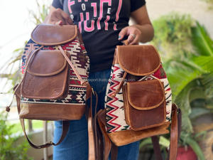 Nouveau Western Boho Style Vintage fait à la main en cuir Jacquard cordon sacs à dos point à la main Klim en cuir véritable Style indien sacs - Product Image 4