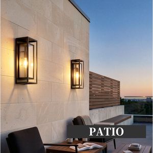 18-Inch Outdoor <b>Wall</b> Lantern 2-Pack Large Black Waterproof Exterior <b>Sconce</b> Anti-Rust Porch <b>Light</b> Fixture - Product Image 1