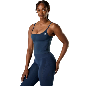 Push Tank <b>Women</b>’s Seamless 2 in 1 Built In Bra Sculpting Activewear Fitness Stretch Tank Top Anchor Navy - Product Image 2