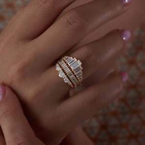 Women's Emerald Cut <b>Diamond</b> <b>Ring</b> In 14K Gold Classic Style Engagement - Product Image 3