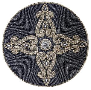 2023 produit le plus vendu rond noir avec fleur perle napperon intérieur fêtes Centre Table tapis décoratif pour la maison hôtels - Product Image 1