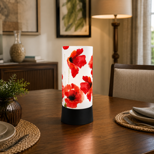Red Floral Decorative Table Lamp LED Bedside <b>Night</b> <b>Light</b> Modern Accent Lamp for Bedroom Living Room Office Home Decor Gift - Product Image 2