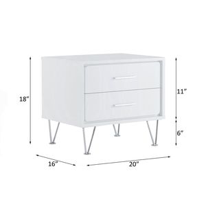 Comodino bianco a 2 cassetti con gambe in metallo - Product Image 3