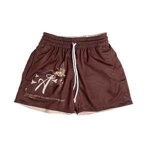 Shorts en maille respirante pour homme, motif imprimé, taille élastique, style décontracté, longueur courte, tissu polyester - Product Image 4