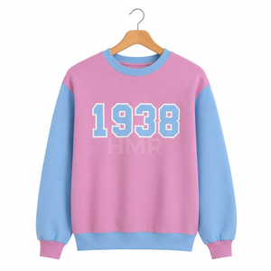 Sweat-shirt à col rond pour femme HMR Sorority Sisterhood, color block, imprimé, coupe ample, OEM - Product Image 5