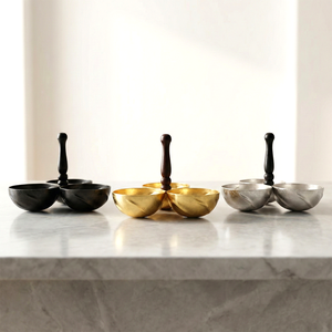 Ensemble de bols à collation en métal doré de luxe avec poignée en bois, écologiques, durables, modernes, pour servir lors de fêtes, pour la maison ou l'hôtel - Product Image 6