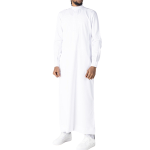 Vente en gros de thobe bleu royal pour hommes, couleur unie, jubba saoudienne, vêtements islamiques, robe longue à manches longues, robe arabe pour hommes, kandura, dishdasha. - Product Image 2