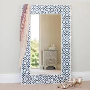 Rectangular Bone Inlay Handmade Traditional <b>Wall</b> <b>Mirror</b> with Turquoise Mosaic Frame Decorative Glass <b>for</b> <b>Bathroom</b> or Living Room - Product Image 5