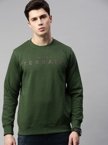 Sudadera Verde de Cuello Redondo para Hombre, Corte Regular, Logotipo Estampado, Informal, Tejida, 100% Algodón, para Otoño - Product Image 6