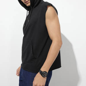 Débardeur à capuche numérique personnalisé pour homme, idéal pour l'entraînement sportif et la gym, sans manches, pour l'hiver, vente en gros - Product Image 3