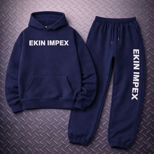Luxury High Quality 450 Gsm Streetwear Zip up Oversized Wide Leg Double Layer Men Logo Custom Hoodie and <b>Sweatpants</b> <b>Set</b> - Product Image 1