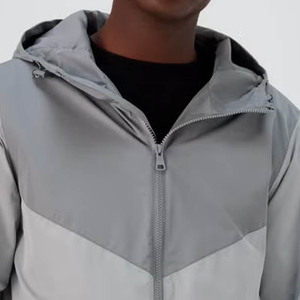 Chaqueta Cortavientos con Capucha para Hombre, Diseño Color Block, Cierre de Cremallera, Estilo Casual, Material Poliéster, para Otoño - Product Image 5