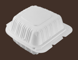 6 Inch Disposable MFPP White Clamshell Food Container <b>Microwave</b> Safe Takeaway Lunch Box - Product Image 4