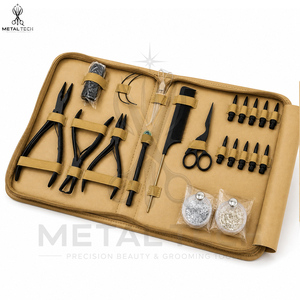 Hair Extension Installation <b>Tool</b> Kit With Pliers, Pulling Needle,Loop Threader, Tail Comb, Sectioning Clips,Scissors Micro Ring - Product Image 4