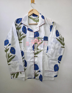 Camisa de Manga Larga para Mujer, 100% Algodón Puro, Estampada a Mano, con Cuello Camisero y Botones, para Primavera, Verano y Otoño - Product Image 4