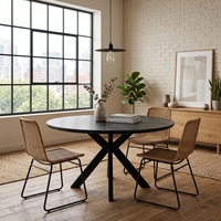 Table à manger ronde moderne en bois massif noir avec pieds en forme d'araignée, mobilier contemporain pour cuisine et salle à manger, table centrale pour dîner