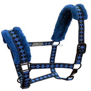 Manufacturer Customized Heavy Duty Nylon Horse <b>Halter</b> in 3 Vibrant Colors with Soft Designer Mink Padding and Brass Hardware - Product Image 4