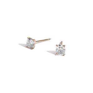 1 Carat 14K Gold IGI Certified Cushion Cut Lab Grown Diamond Stud <b>Earrings</b> 4 Prong Set Minimalist Solitaire <b>Post</b> Wedding Factory - Product Image 1