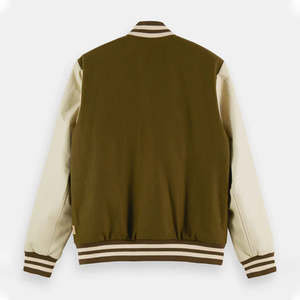 Nouvelle veste bomber varsity d'hiver pour homme en cuir avec emblèmes brodés de marque et logo frontal - Product Image 5