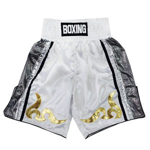 Shorts de boxe professionnels en tissu satiné, coupe athlétique, prêts pour la compétition, avec taille haute et bordure métallique - Product Image 4
