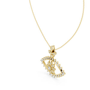 Pendentif en or jaune 14 carats avec diamant rond cultivé en laboratoire pour femmes |   Vêtements de bureau |   Nouveau diamant cultivé - Product Image 6