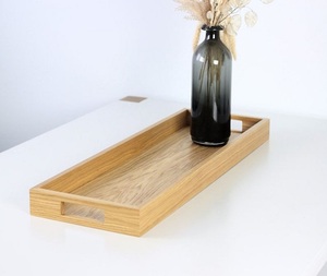 Plateau de service en bois d'acacia avec poignées, idéal pour servir des boissons, du thé, des desserts, des dîners, des petits-déjeuners, etc. - Product Image 1