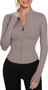 Women's Full Sleeve <b>Zipper</b> Yoga <b>Top</b> Solid Color Stand Collar Breathable Spandex Polyester Leisure Skinny Fit Pockets All Seasons - Product Image 2