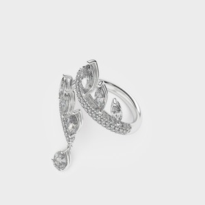 White <b>Gold</b> Diamond <b>Cocktail</b> <b>Ring</b> Marquise Cut Pave Setting Floral Design Women's Luxury Wedding Jewelry - Product Image 4