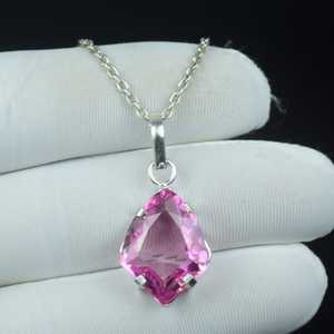 Pendentif Goutte d'Eau en Kunzite Rose Véritable, Collier Élégant en Argent Sterling 925, Cadeau Pierre de Naissance de Février - Product Image 1